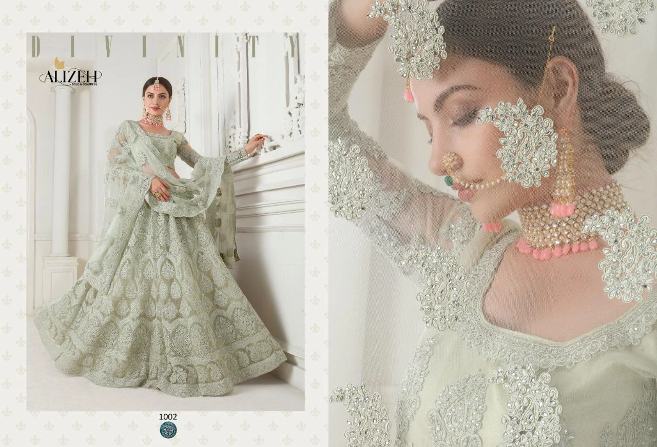 Alizeh Bridal Heritage 1002 Super Hit Design Butterfly Net Wholesale Lehenga — Wholesale Lehenga, Alizeh wholesale from Surat - Gallery Image 2